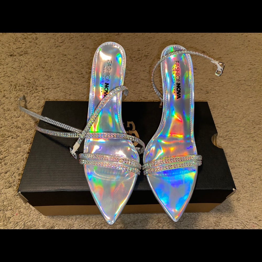 Fashion Nova Iridescent Embellished Heels